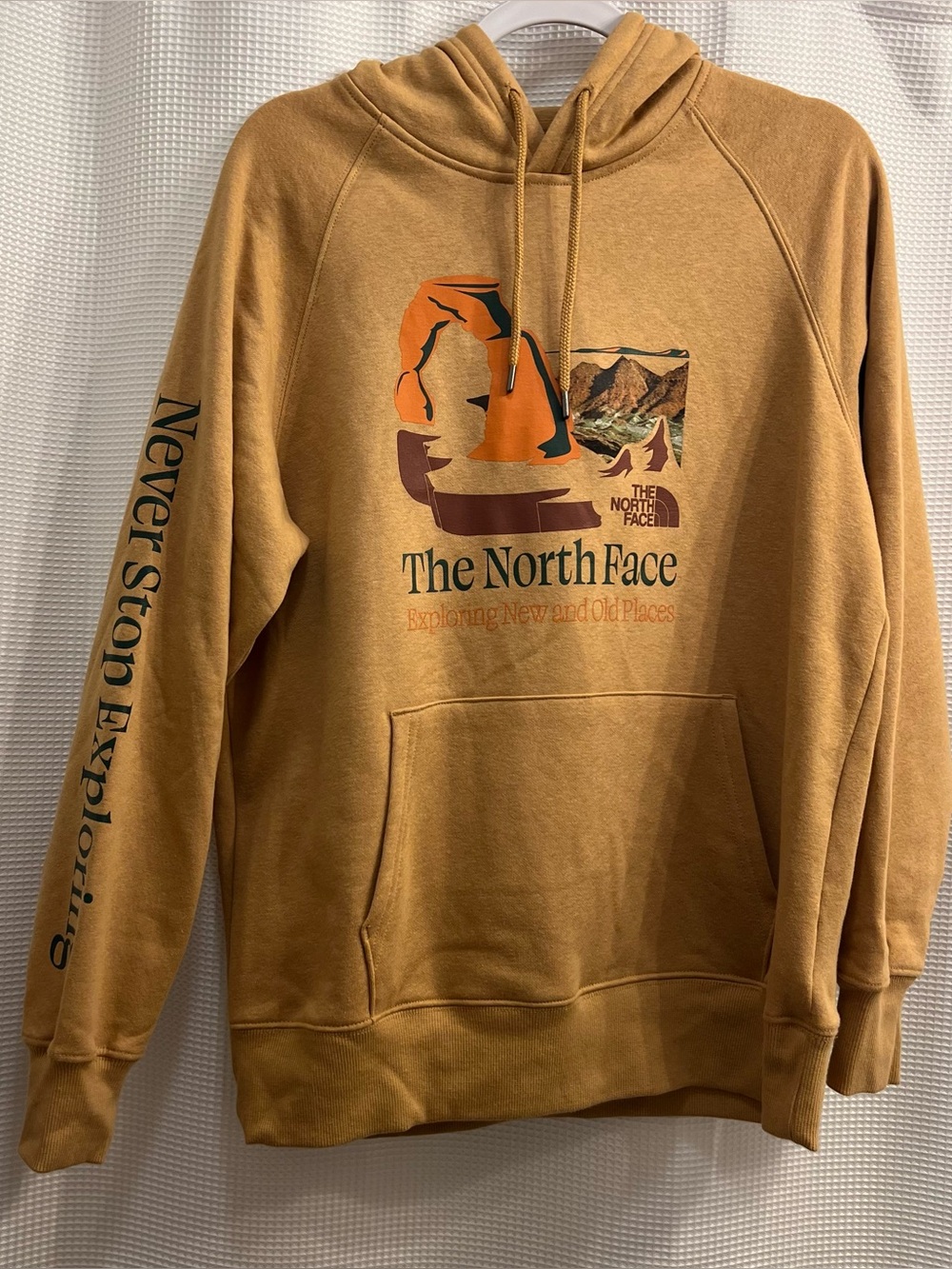 The North Face never stop exploring Desert Tan Graphic Hoodie